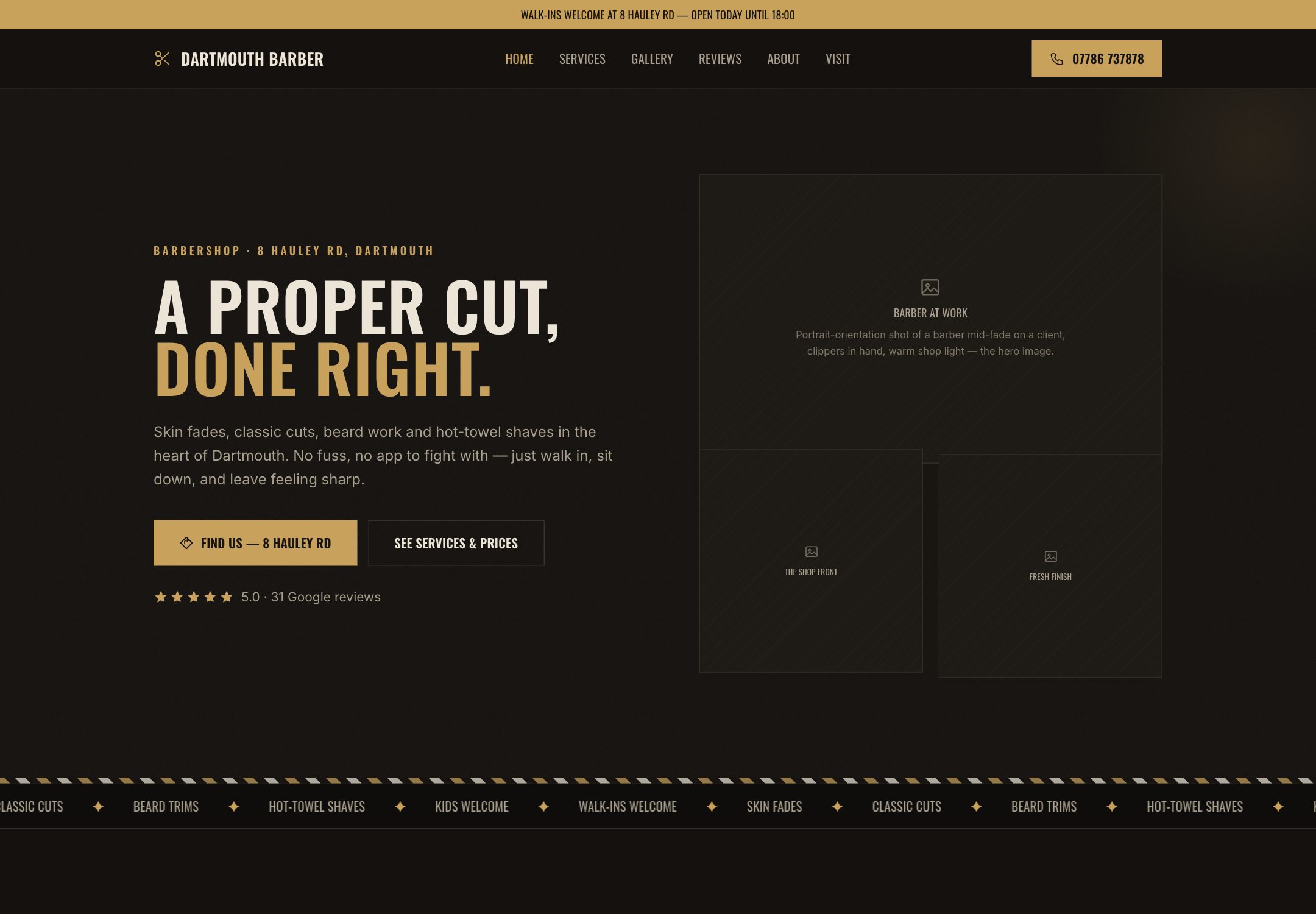 Dartmouth Barber — live site