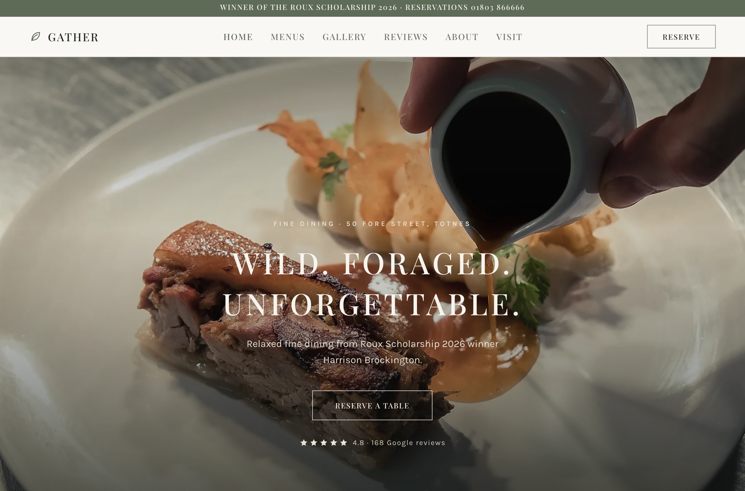 Gather — live restaurant site